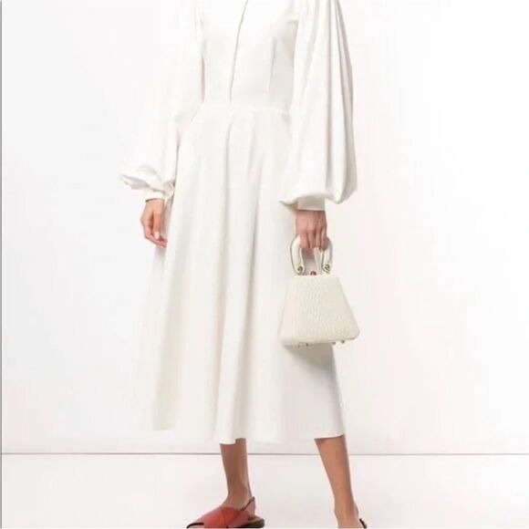 NEW STAUD Kenny Cream Croc Embossed Leather Top Handle Bag - Picture 6 of 11